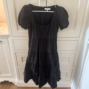 Likely Tiered Black Cotton Midi Dress